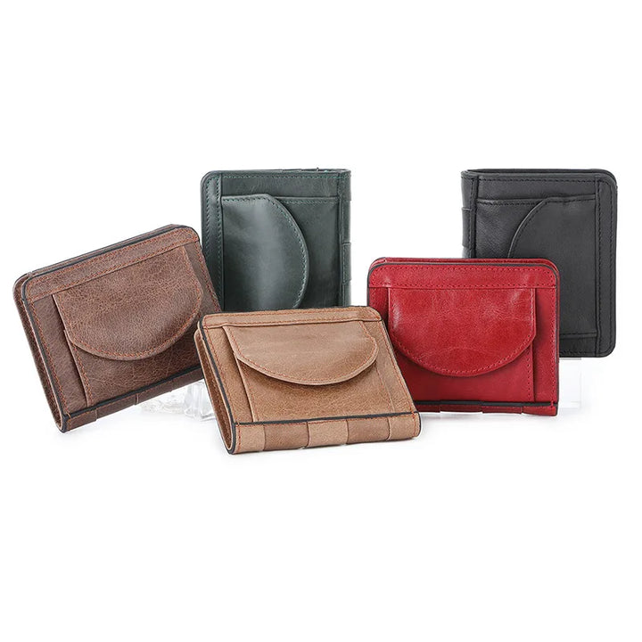 Leather Unisex Wallets 100% Genuine Cow Leather Men Purse Name Customized Women Short Card Holder Leather Wallet