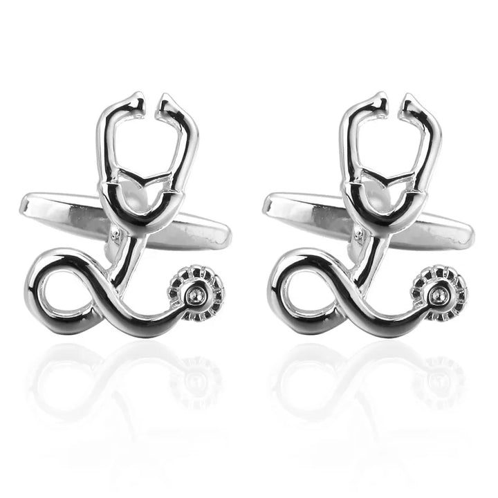 2017 new men's Fashion Jewelry Silvery Cufflinks doctor stethoscope Cufflinks wholesale and retail