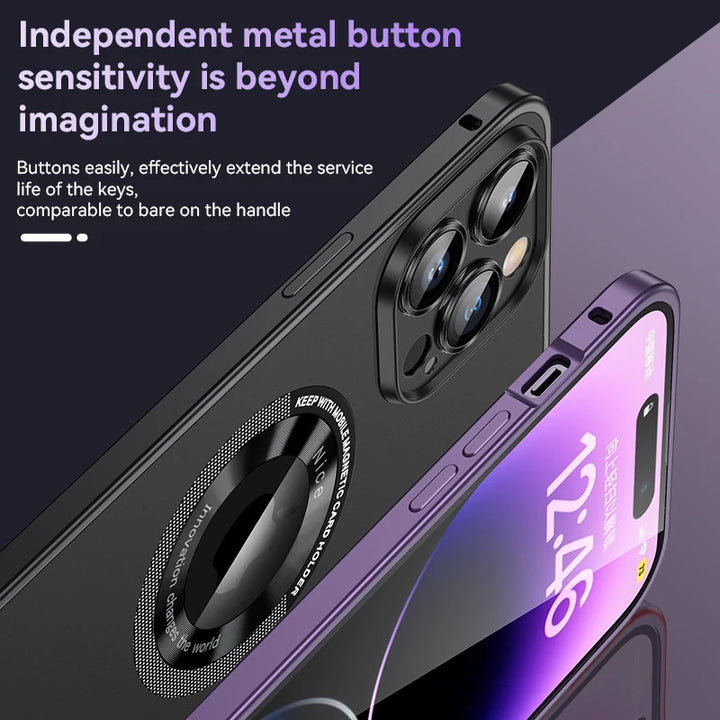 Metal Phone Case For Iphone 13 14 15 Pro Max Plus Aluminum Frame Magnetic Phone Cover Magsafe For IPHON 14 15 Promax Show Logo