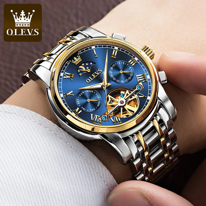 OLEVS Automatic Watch for Men Skeleton Tourbillon Mechanical
