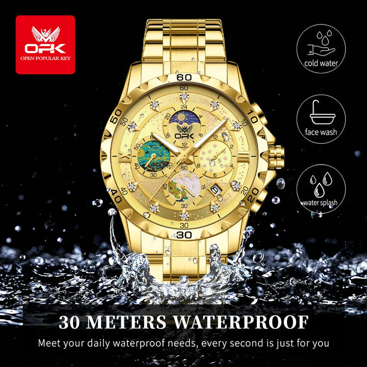 Men's Quartz Watch – Original, Waterproof & Luminous with Zircon Scale