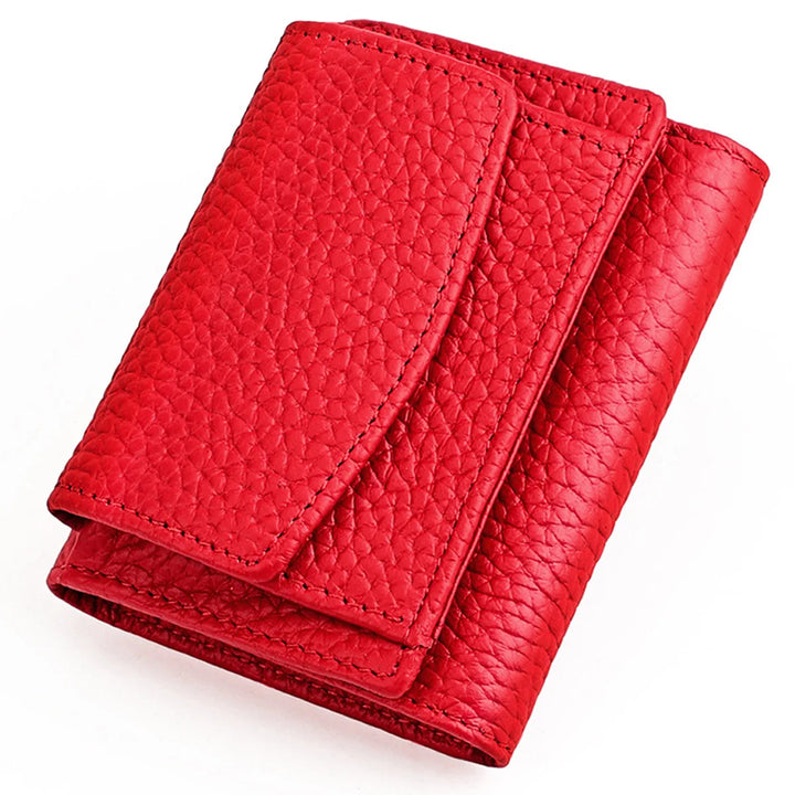 New RFID Short Women Wallets Genuine Cow Leather Card Holder Brand Female Purse Coin Pocket Small Wallet For Girls