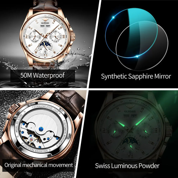 OUPINKE Automatic Mechanical Watch for Men Waterproof