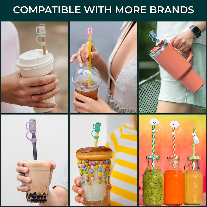 1/5Pcs 10mm Straw Covers Cap Compatible with Stanley 30&40 Oz Tumbler Cute Reusable Drink Straws Covers Kitchen Accessories