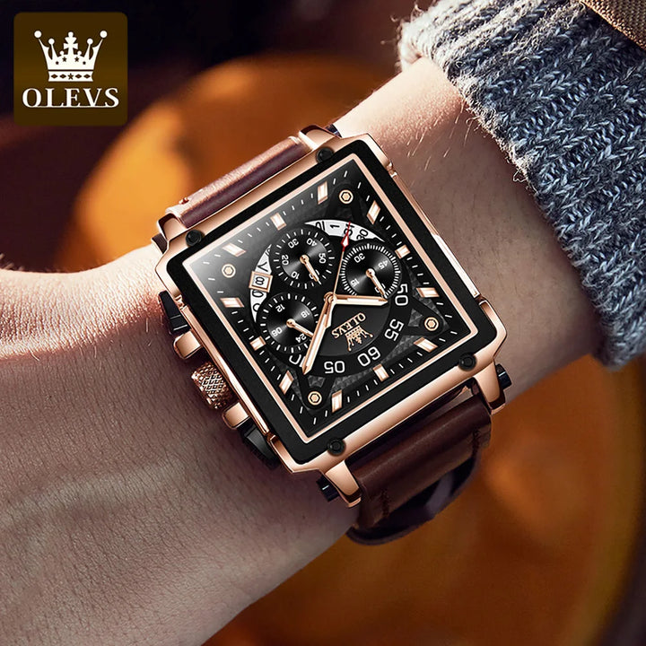 OLEVS Luxury Men Watch Waterproof Square Watch for Men