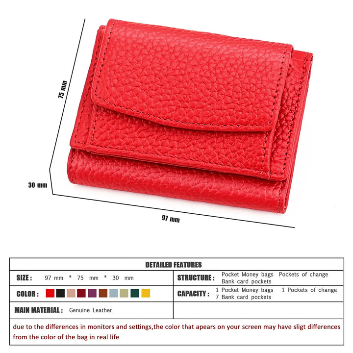 New RFID Short Women Wallets Genuine Cow Leather Card Holder Brand Female Purse Coin Pocket Small Wallet For Girls