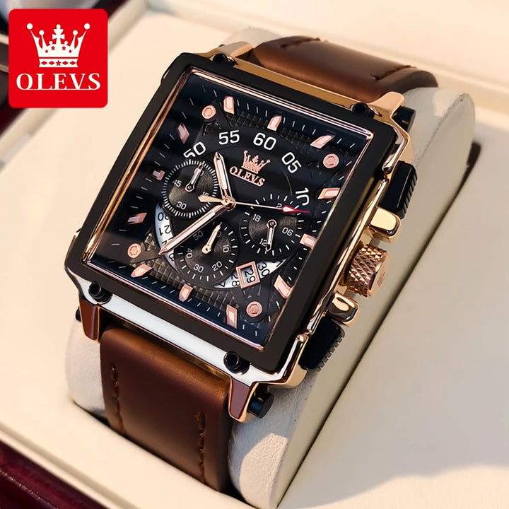 OLEVS Luxury Men Watch Waterproof Square Watch for Men