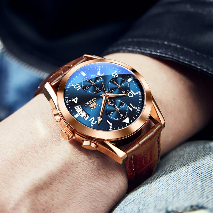 OLEVS Luxury Men's Watches Waterproof Luminous Quartz