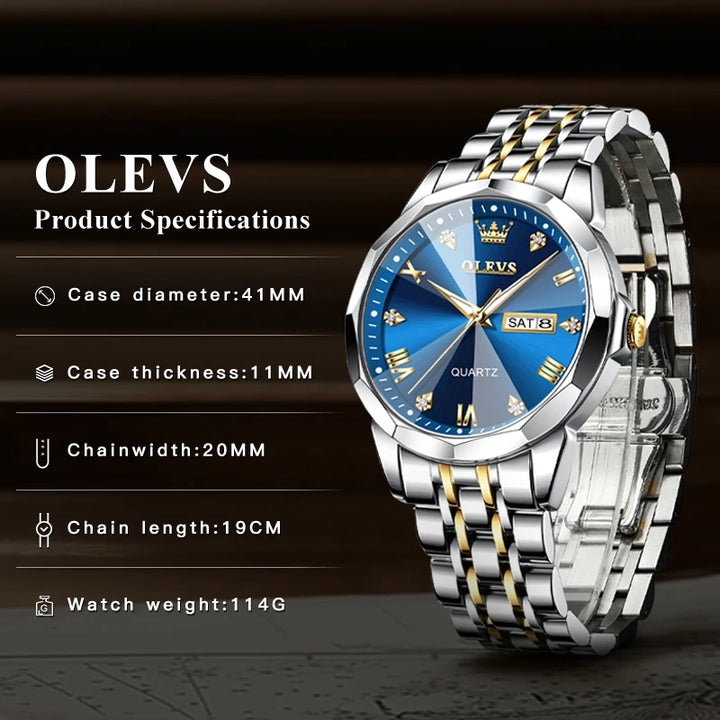 OLEVS Men's Watches Rhombus Mirror Original