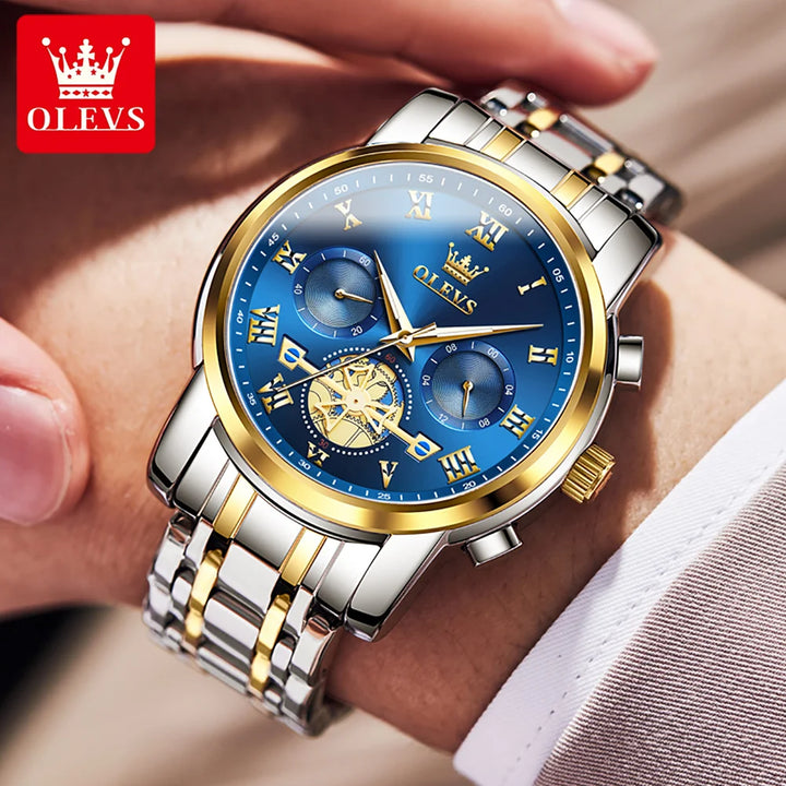 OLEVS Watch for Men Luxury Multifunction Waterproof Luminous