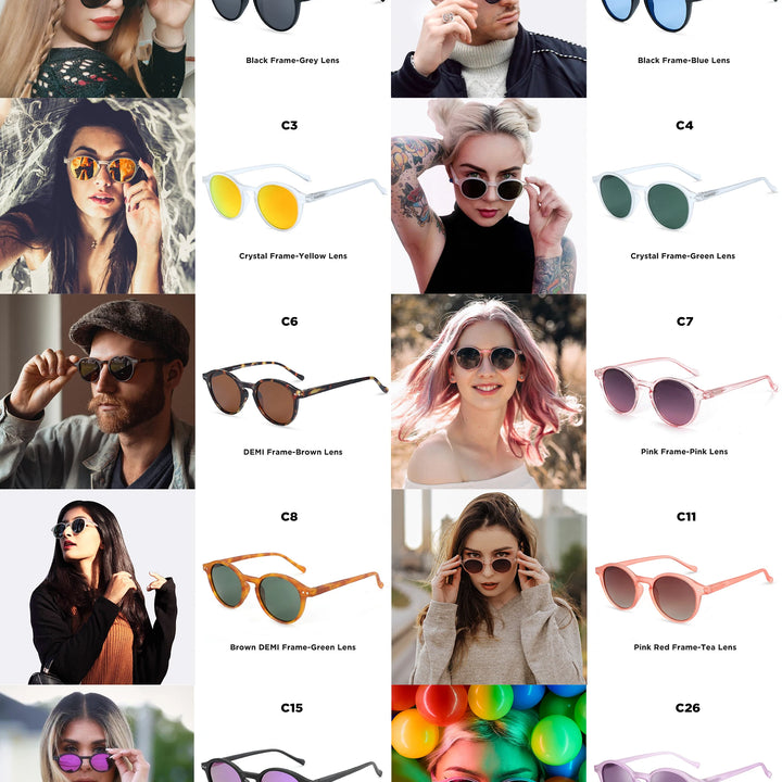 Retro Circular Polarized Sunglasses  Men Women Vintage Small