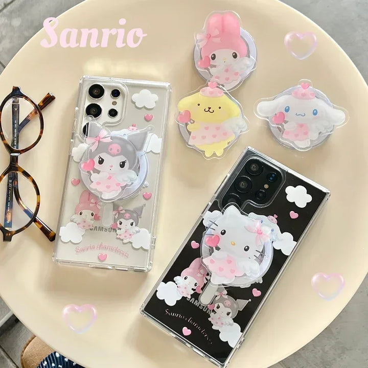 Sanrio Hello Kitty Kuromi Melody Purin Magnetic Magsafe Wireless Charge Phone Case For Samsung Galaxy S 24 23 22 Puls Ultra