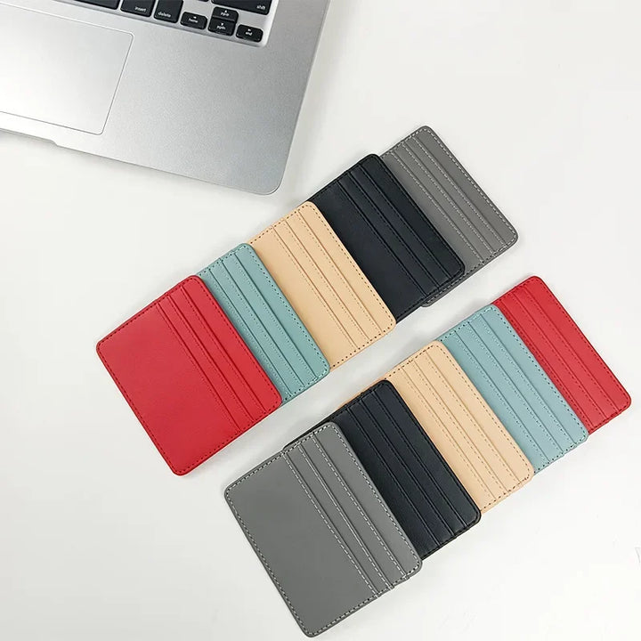 1Pc Pu Leather ID Card Holder Candy Color Bank Credit Wallet Multi Slot Slim Card Case Wallet Women Men Business Card Cover