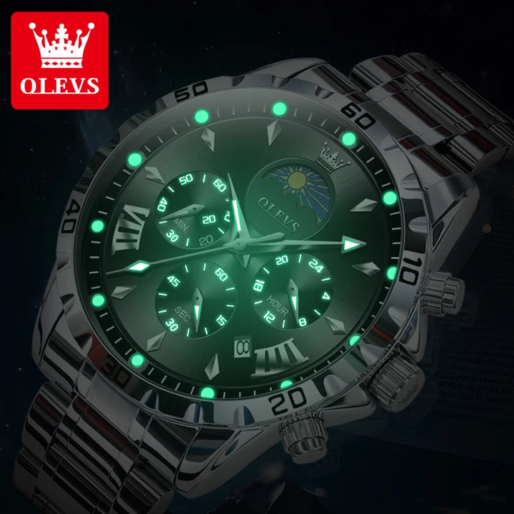 OLEVS Original Moon Phase Men Watches Luminous