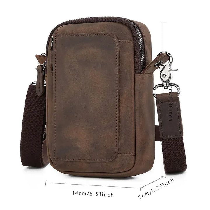 New Men Phone Bag Genuine Leather Shoulder Crossbody Multifunctional Man Waist Bag Card Holders Coin Pocket Male Handbag