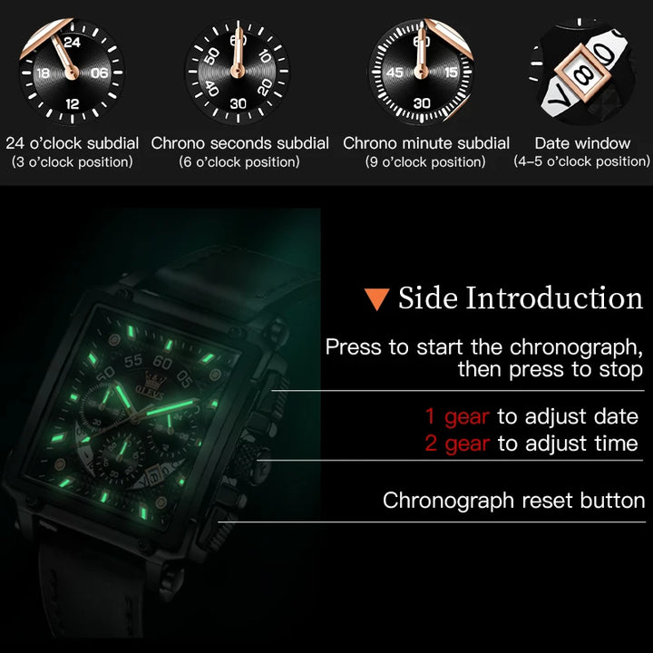 Top Brand Men's Square Quartz Watch