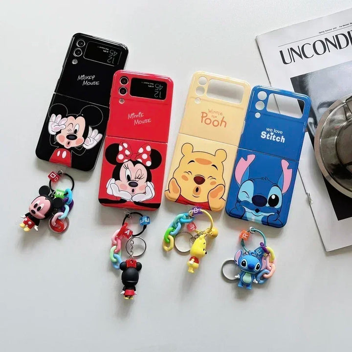 Disney Cartoon Mickey Minnie Mouse Stitch Winnie The Pooh Phone Case for Samsung Galaxy Z Flip 6 3 4 5 5G Hard Back Cover Funda