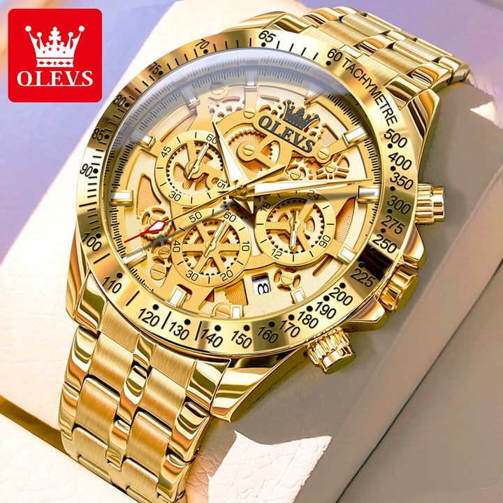 Men's Watches Gold Luxury Hollow Out Style Original Quartz Watch
