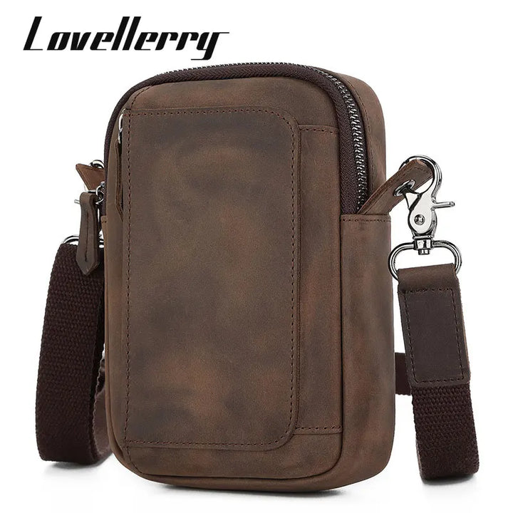 New Men Phone Bag Genuine Leather Shoulder Crossbody Multifunctional Man Waist Bag Card Holders Coin Pocket Male Handbag