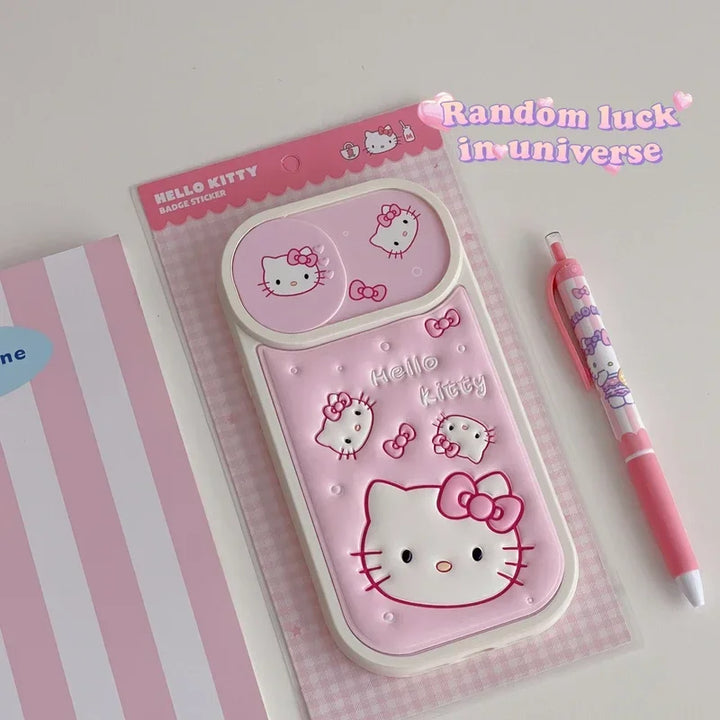 Sanrio Hello Kitty Sweet Cool Girl Push-pull Lens Phone Case Phone Case For iPhone 15 14 13 12 11 Pro Max Soft Leather Cover