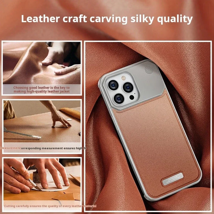 Luxury Leather Metal Phone Case For Iphone 13 14 15 Pro Max Magnetic Aluminum Fragrance Phone Cover For IPHON 13 14 15 Promax