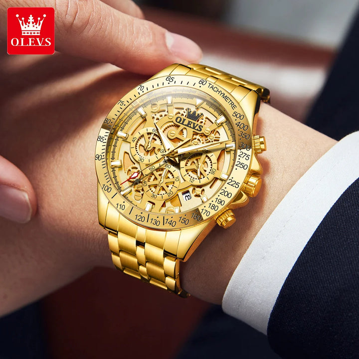 Men's Watches Gold Luxury Hollow Out Style Original Quartz Watch