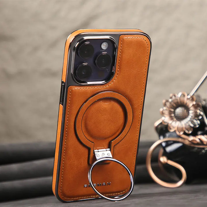 Leather Invisible Stand Phone Case For iPhone 11 12 13 14 15 Pro Max Business Holder Cover Magsafe For IPHON 12 13 14 15 Promax