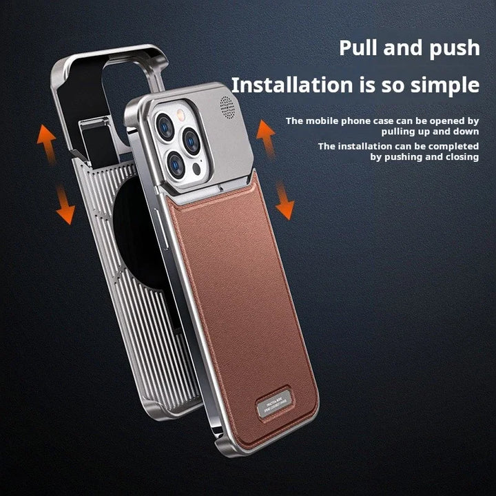 Luxury Leather Metal Phone Case For Iphone 13 14 15 Pro Max Magnetic Aluminum Fragrance Phone Cover For IPHON 13 14 15 Promax