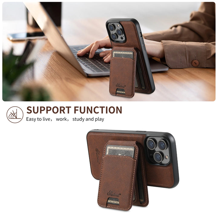 Magnetic Stand Leather Phone Case For Iphone 13 12 14 15 Pro Max 15Plus Wallet Holder Phone Cover For Samsung S22 S23 Ultra Plus