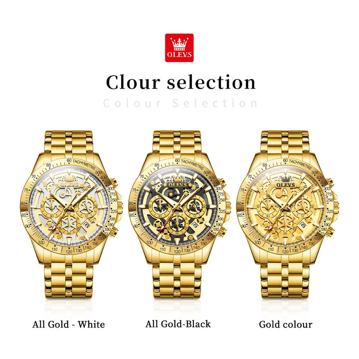Men's Watches Gold Luxury Hollow Out Style Original Quartz Watch