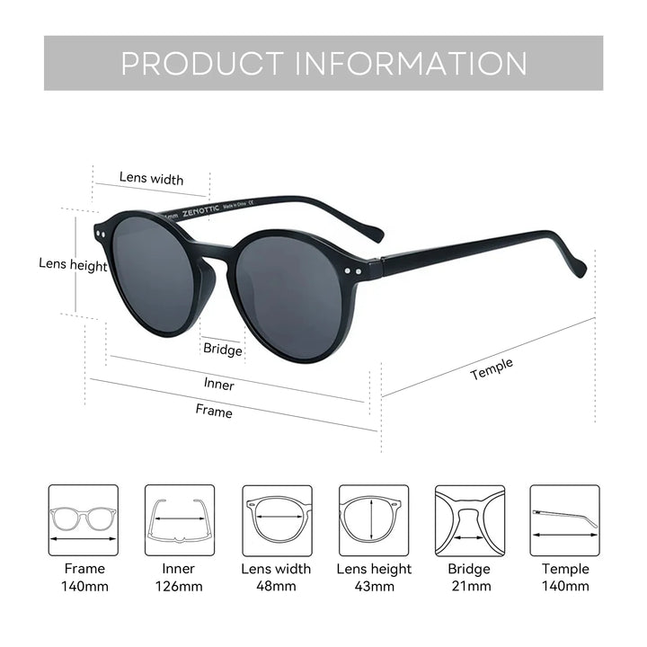 Retro Circular Polarized Sunglasses  Men Women Vintage Small