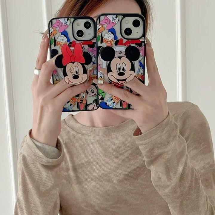 Disney Mickey Minnie Mouse Magnetic Bracket Magsafe Wireless Charge Phone Case For iPhone 15 14 13 12 11 Pro Max Clear Cover