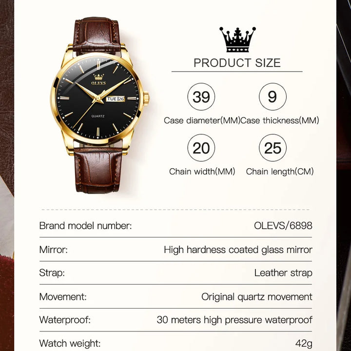 OLEVS Classic Quartz Watch for Men