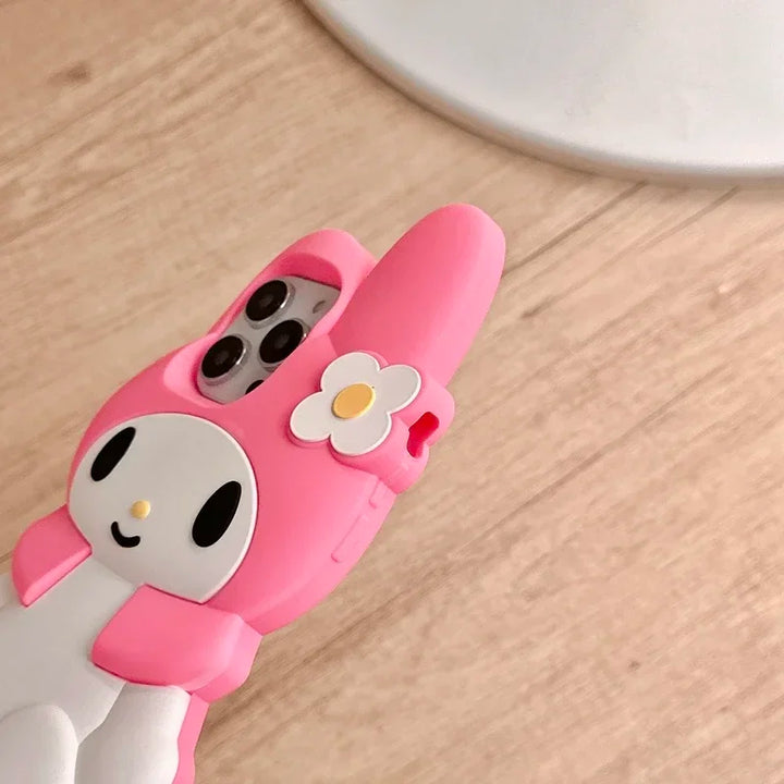 3D Kawaii Cute Cartoon Japan Sanrio Melody Phone Case For iPhone 15 Pro 14 13 12 11 Pro Max Cases Shockproof Soft Silicone Cover