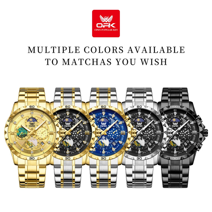 Men's Quartz Watch – Original, Waterproof & Luminous with Zircon Scale