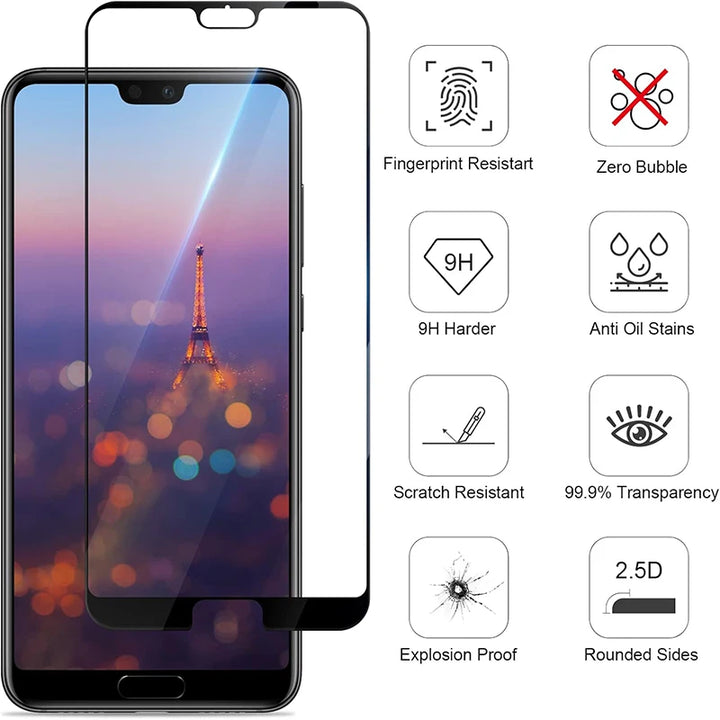 Full Cover Full Glue Tempered Glass For Huawei P20 Pro Screen Protector Glass For Huawei P20 Camera Film