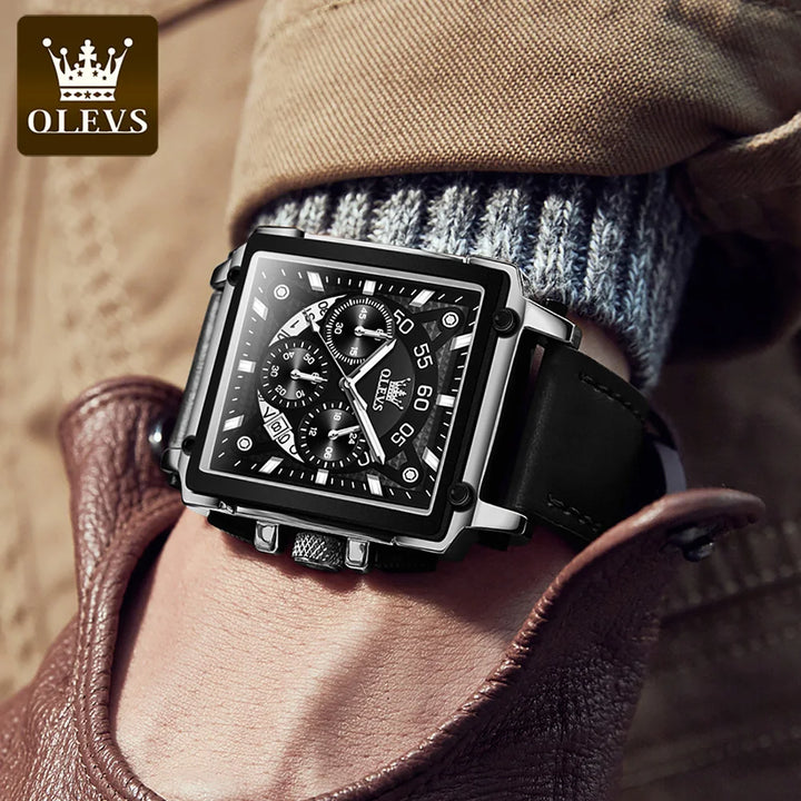 OLEVS Luxury Men Watch Waterproof Square Watch for Men