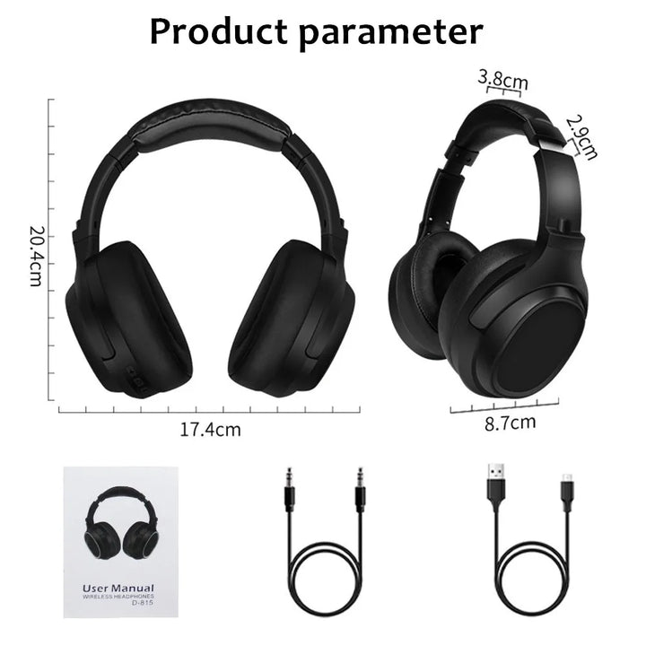 Shoumi Large Earmuffs Headhones Bluetooth Headphon Wireless Earphones Bass Headset Noise Cancelling Mic Helmet Support TF-card