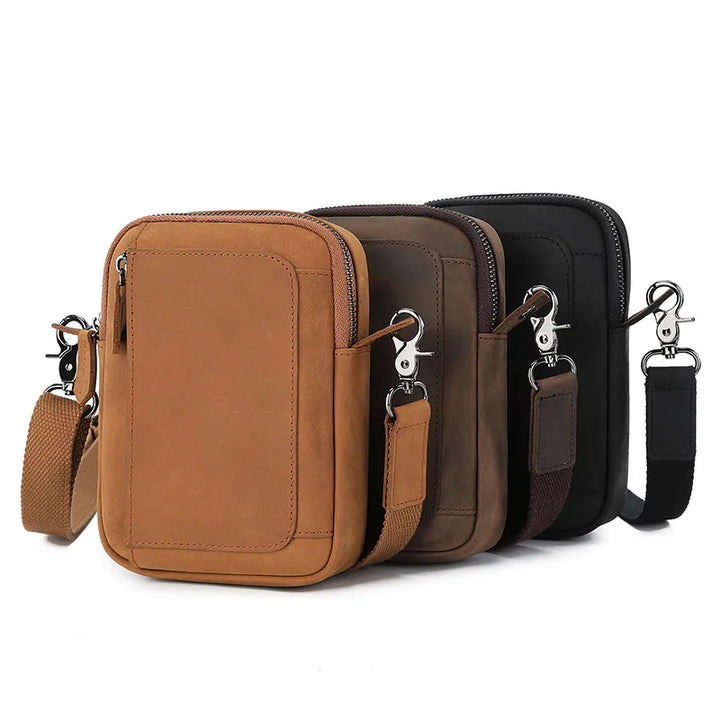 New Men Phone Bag Genuine Leather Shoulder Crossbody Multifunctional Man Waist Bag Card Holders Coin Pocket Male Handbag