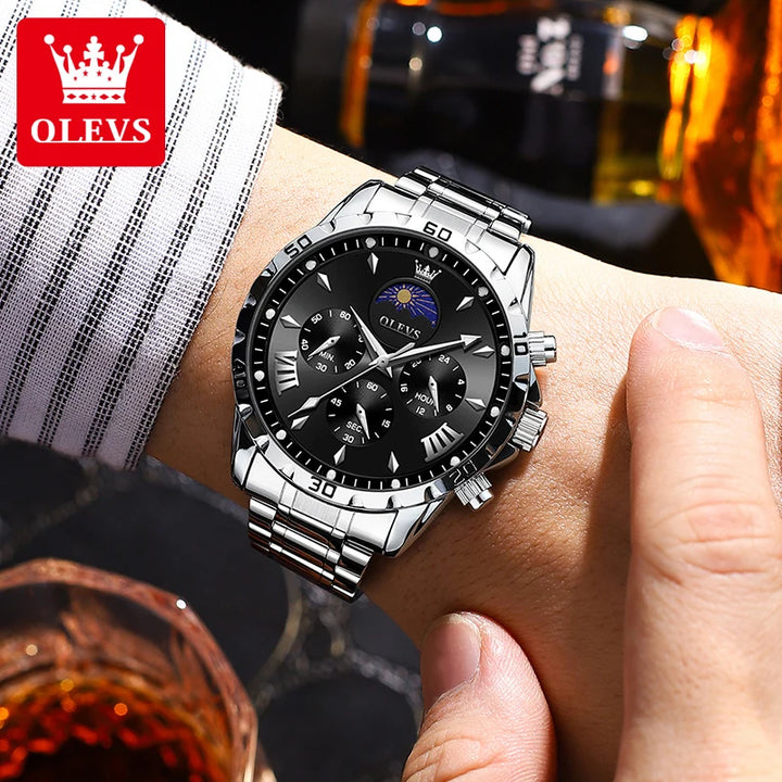 OLEVS Original Moon Phase Men Watches Luminous