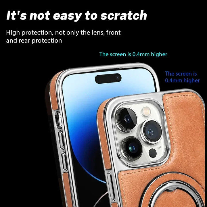 Leather Invisible Stand Phone Case For iPhone 11 12 13 14 15 Pro Max Business Holder Cover Magsafe For IPHON 12 13 14 15 Promax