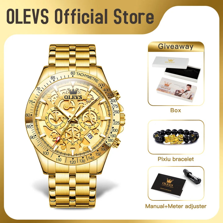 Men's Watches Gold Luxury Hollow Out Style Original Quartz Watch