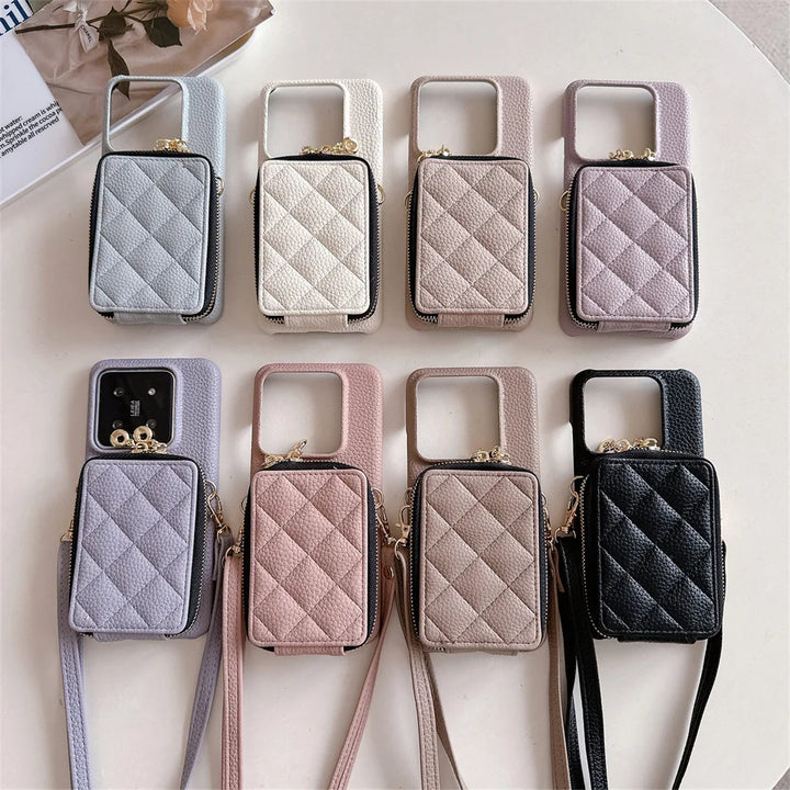 Crossbody Zipper Cards Solt Wallet Leather Case For Xiaomi Mi 14 13 Pro Mi 14 Ultra Bag Pocket Purse Stand Lanyard Cover