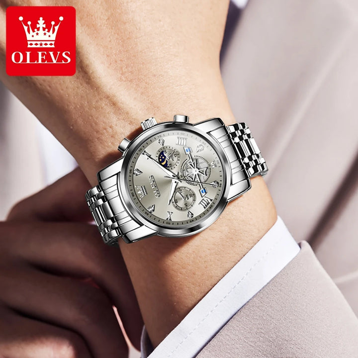 OLEVS Men's Watches Classic Multifunctional Fltwheel Chronograph Original
