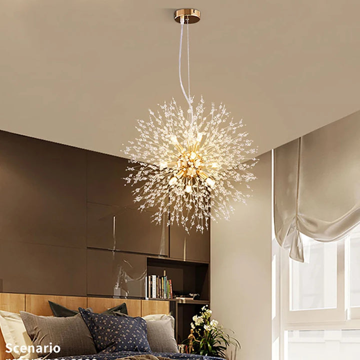 Modern Sky Star Fireball Crystal Pendant LED Lighting Dandelion Restaurant, Living Room Pendant, Bar Art Danish Luminaire