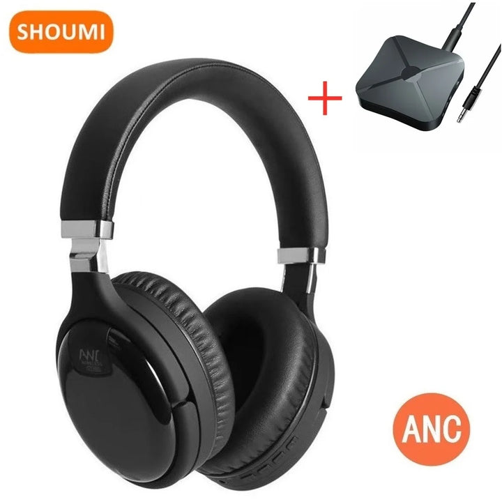 Shoumi Active Noise Cancelling Headphone Cheap Bluetooth  Headset ANC with Wireless Adapter Television Earphone & TV PC Adaptor