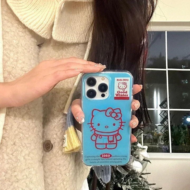 Cute Cartoon Sanrio Hello Kitty Magnetic Wallet Magsafe Wireless Charge Phone Case For iPhone 15 14 13 12 11 Pro Max Hard Cover