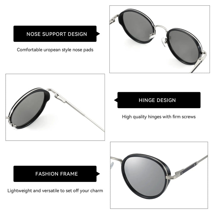 Vintage Sunglasses Round Polarized Fashion Sun Glasses for Women Men Vintage
