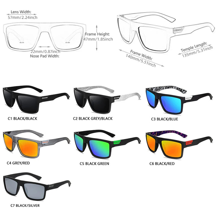Fashion Black Polarized Sunglasses Men Women Classic Square