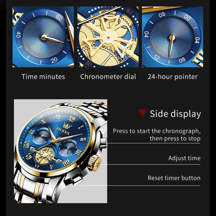 OLEVS Watch for Men Luxury Multifunction Waterproof Luminous